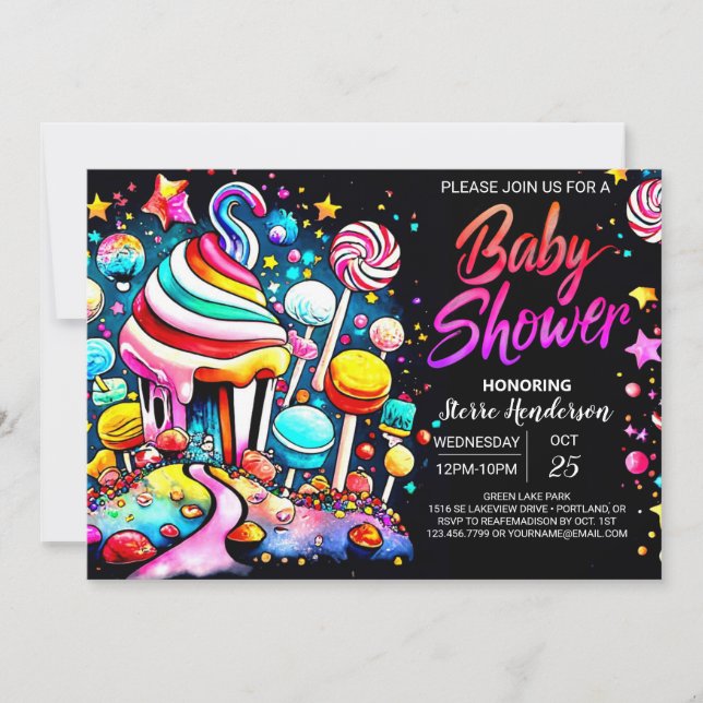 Modern Candyland Baby Shower Invitation (Front)