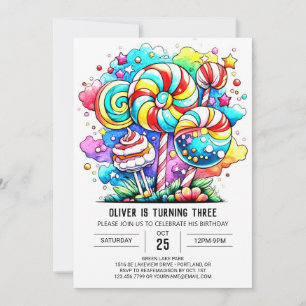 Modern Candyland Birthday Invitation