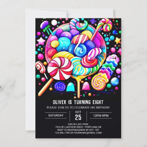 Modern Candyland Editable Birthday Invitation