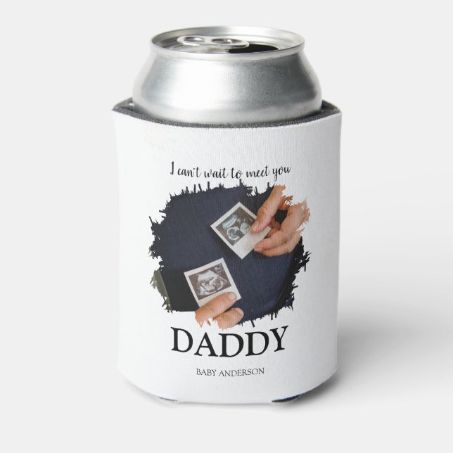 Modern Can't Wait To Meet You Daddy | Sonogram Can Cooler (Can Back)