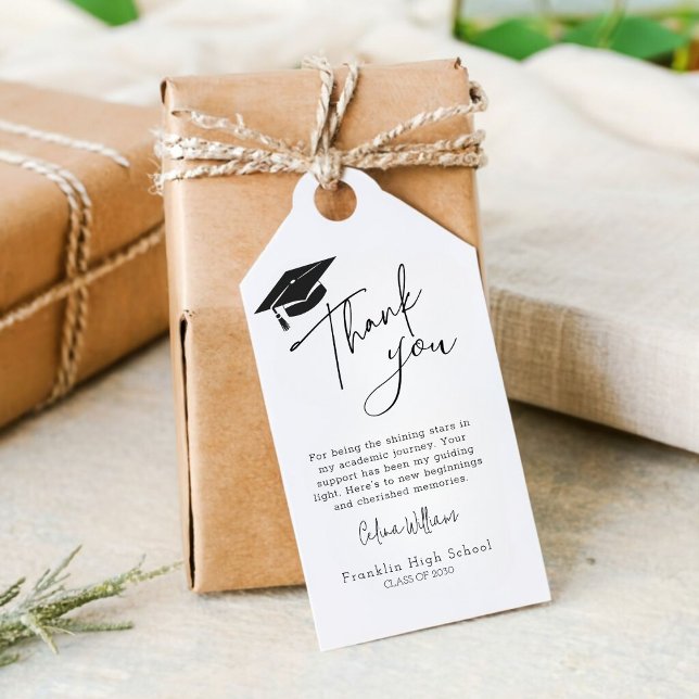 Modern Cap Graduation Thank You Favor Tag (Make your appreciation a classic statement. Customize your thank you favor tag today!)
