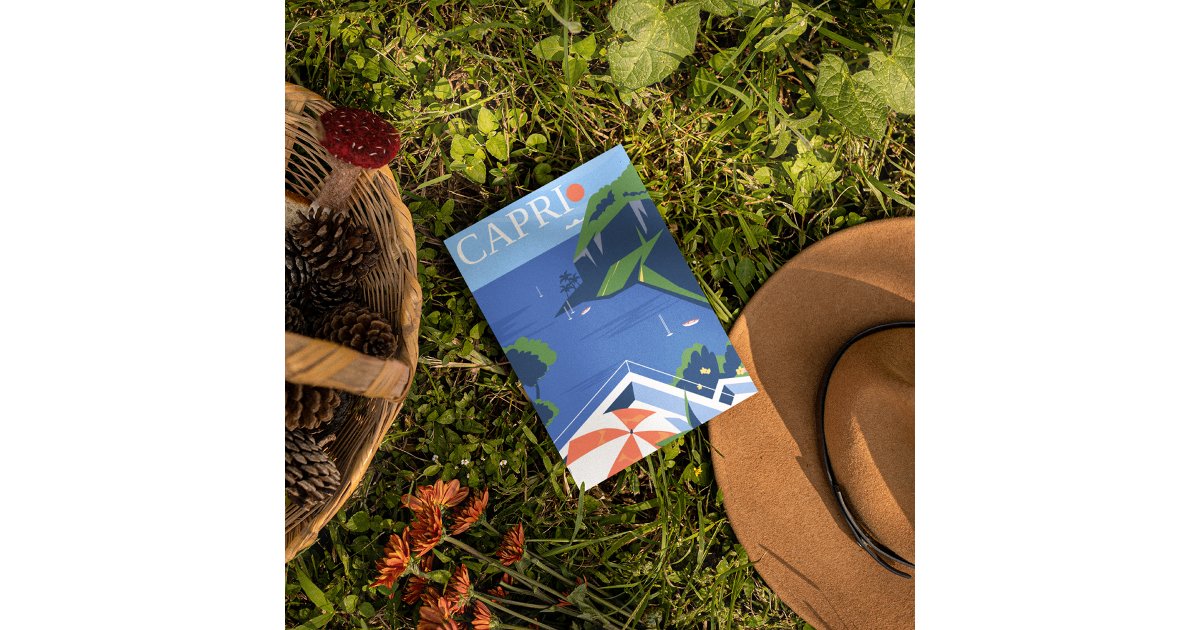 Modern Capri Travel Poster Postcard | Zazzle