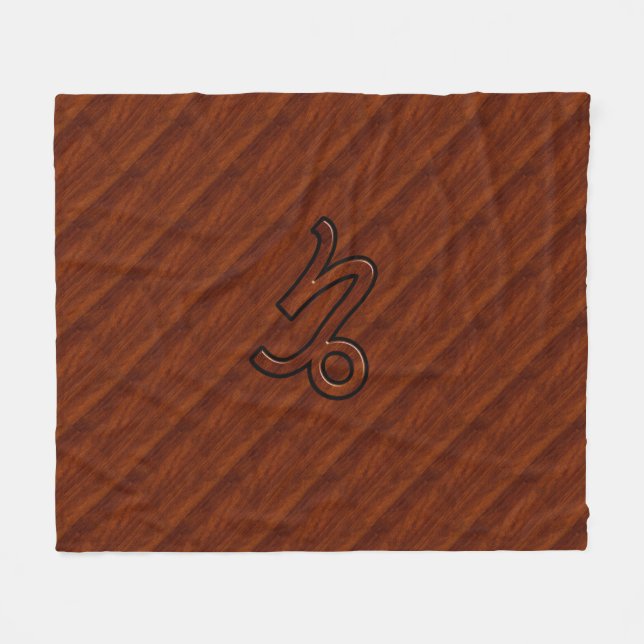 Modern Capricorn Symbol in Mahogany Style print Fleece Blanket (Front (Horizontal))