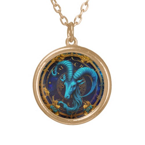 Modern  Capricorn Zodiac Horoscope Sign Gold Plated Necklace
