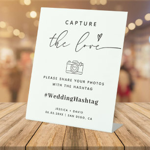 Modern Capture The Love Wedding Hashtag Sign