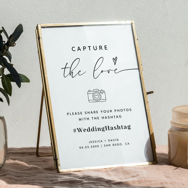 Modern Capture The Love Wedding Hashtag Sign (Creator Uploaded)