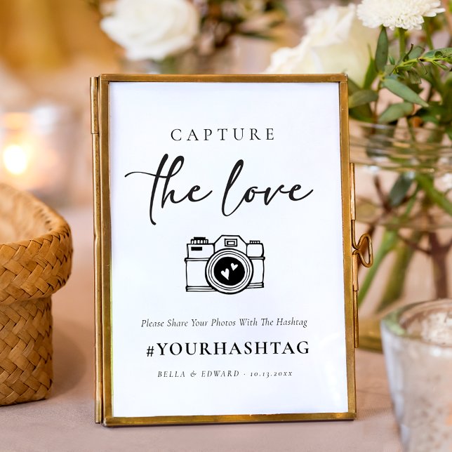 Modern Capture The Love Wedding Hashtag Sign (Creator Uploaded)