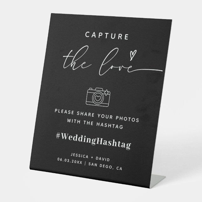 Modern Capture The Love Wedding Hashtag Sign (Front)