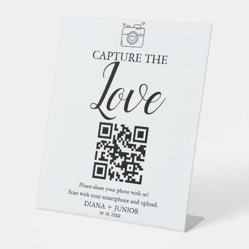 Modern Capture The Love Wedding QR code Sign