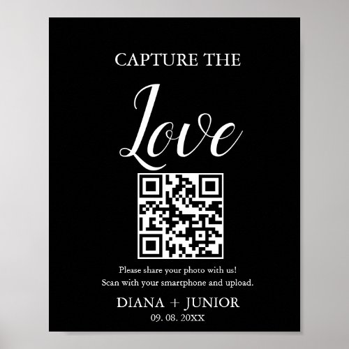 Modern Capture The Love Wedding QR code Sign