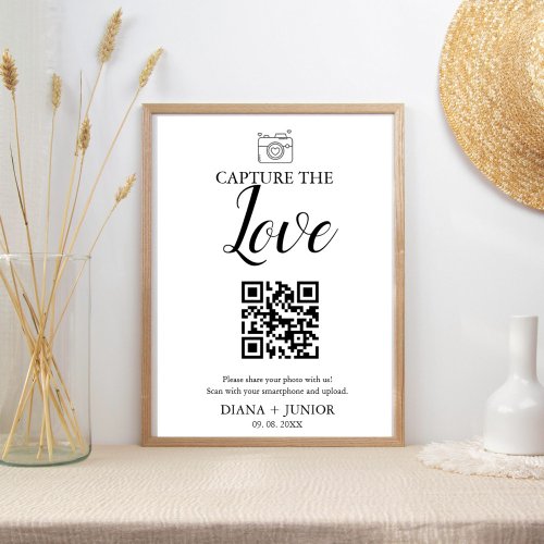 Modern Capture The Love Wedding QR code Sign