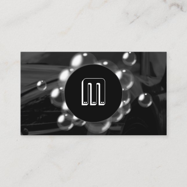Modern car and bubbles  business card (Front)
