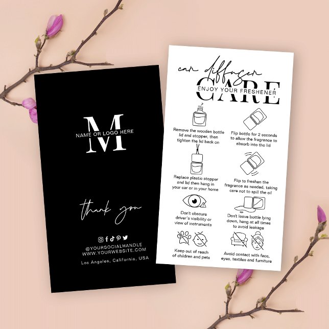 Modern Car Hanging Diffuser Care Instructions Business Card (Creator Uploaded)