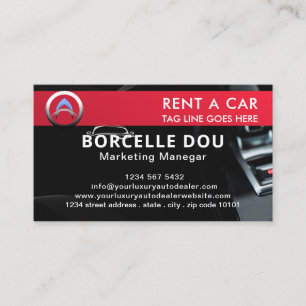 Modern car Rental   Black & Red monogram  Business Card