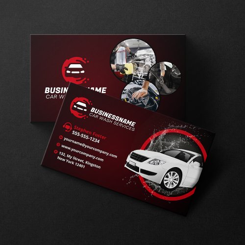 Modern Car Wash Auto Detailing Automobile Waxing Business Card