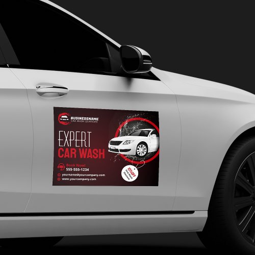 Modern Car Wash Auto Detailing Automobile Waxing Car Magnet