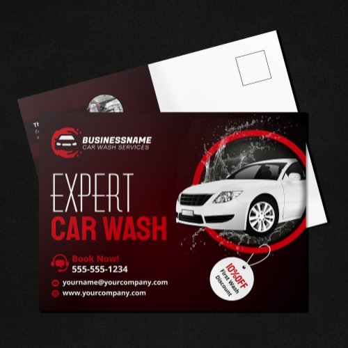 Modern Car Wash Auto Detailing Automobile Waxing Postcard