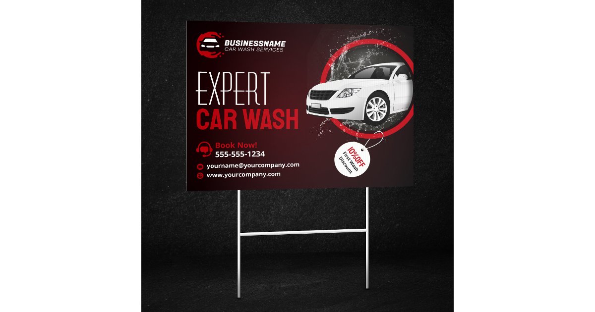 Detailing Sign Modern Car Wash Auto Detailing Automobile Waxing Sign | Zazzle