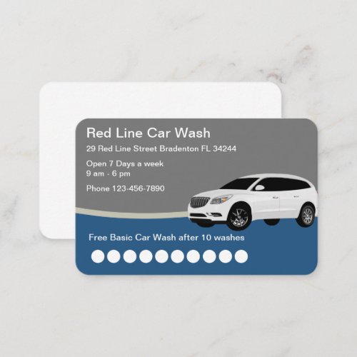 Modern Car Wash Customer Loyalty Business Cards