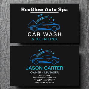 Modern Car Wash & Detailing Blue Luxury Style Business Card