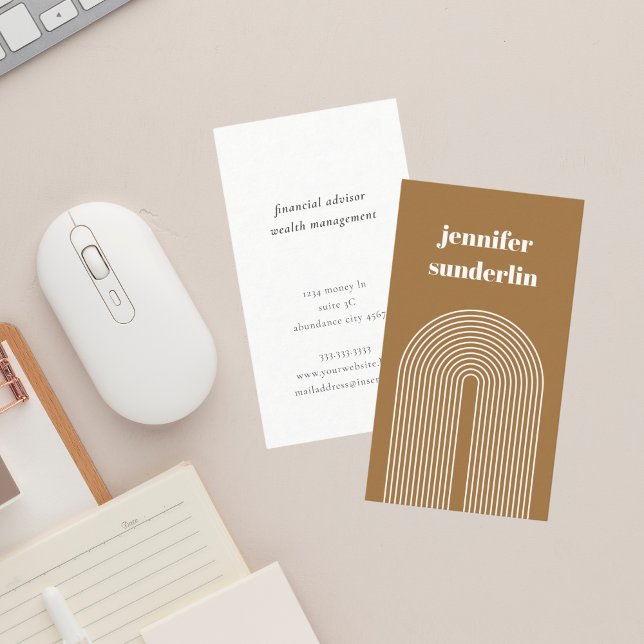 Modern Caramel Orange Geometric Arch  Business Card (Creator Uploaded)