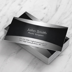 Modern Carbon Black Plastic Surgeon Business Card
