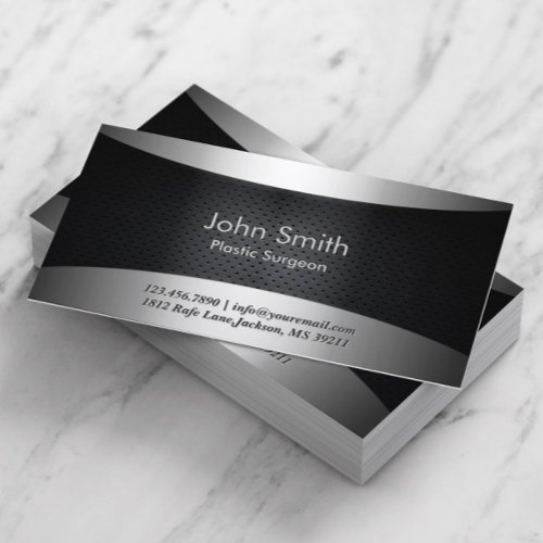 Carbon Black Plastic Surgeon Business Card