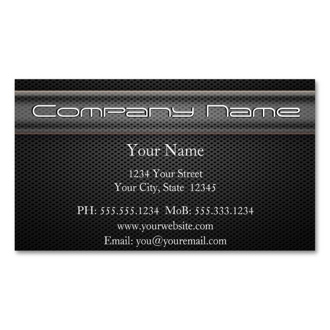 Modern Carbon Fiber Black Business Card Magnet (Front)