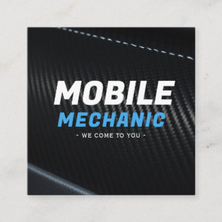 Modern Carbon Fibre Blue Mobile Mechanic Business Square Business Card