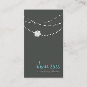 modern card funky stylish necklace grey aqua blue