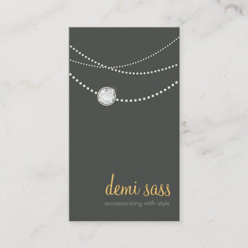 modern card funky stylish necklace grey yellow business card