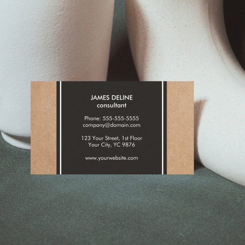 Modern Cardboard Dark Grey White Consultant Business Card