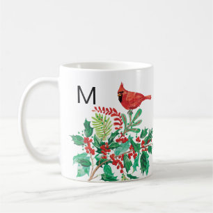 Modern Cardinal Holly Monogram Classic Mug, 11 oz Coffee Mug
