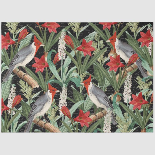Modern Cardinal Red Amaryllis Collage Tissue Paper (Front)