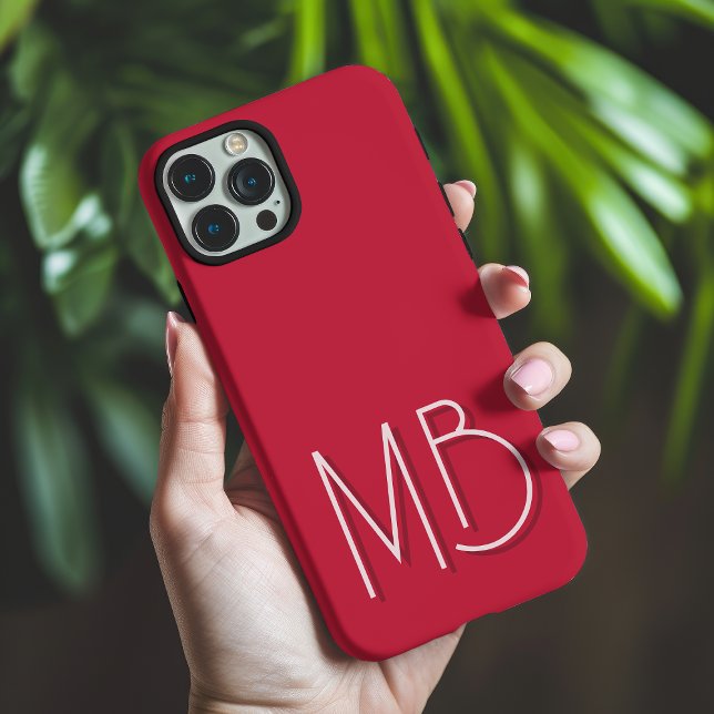 Modern Cardinal Red Monogram Initials Contemporary Case-Mate iPhone Case (Creator Uploaded)