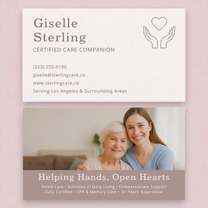 Modern Caregiver And Senior Companion Service Business Card