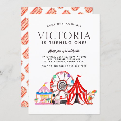 Modern Carnival Circus Festival Party Kid Birthday Invitation