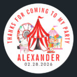 Modern Carnival Circus Festival Show Kid Birthday  Classic Round Sticker<br><div class="desc">Modern Circus Carnival Festival Show Kid Birthday Invitation</div>