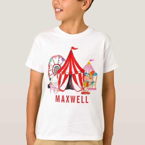 Modern Carnival Circus Festival Show Kids Name T_Shirt