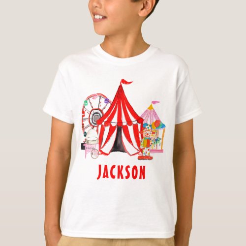 Modern Carnival Circus Festival Show Kids Name T_Shirt