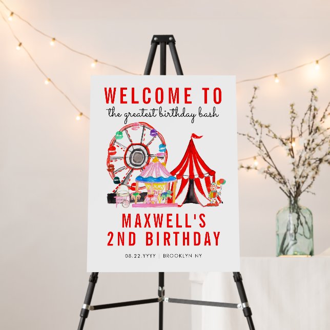 Modern Carnival Circus Show Birthday Welcome Sign (In Situ (Stand))