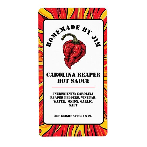 Modern Carolina Reaper Pepper Hot Sauce Label 