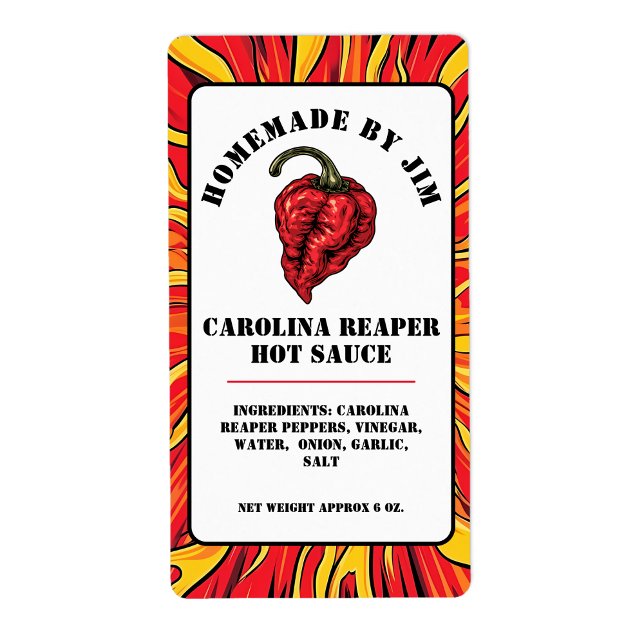 Modern Carolina Reaper Pepper Hot Sauce Label  (Creator Uploaded)