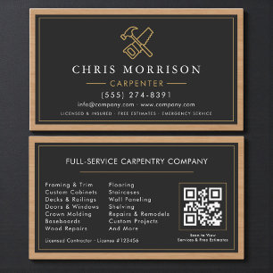 Modern Carpenter Carpentry QR Code Business Card