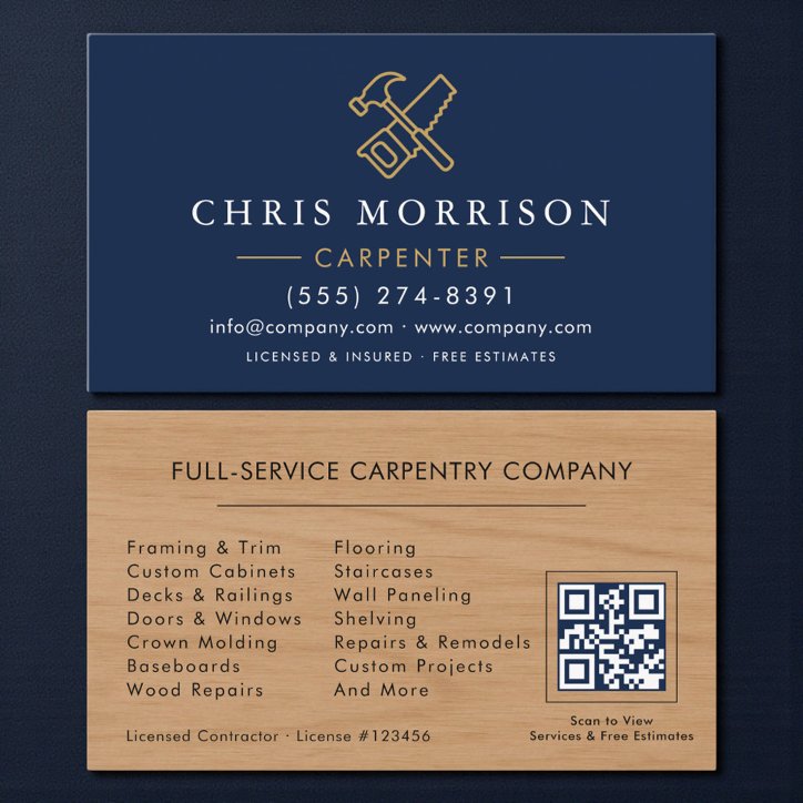 Modern Carpenter QR Code Business Card