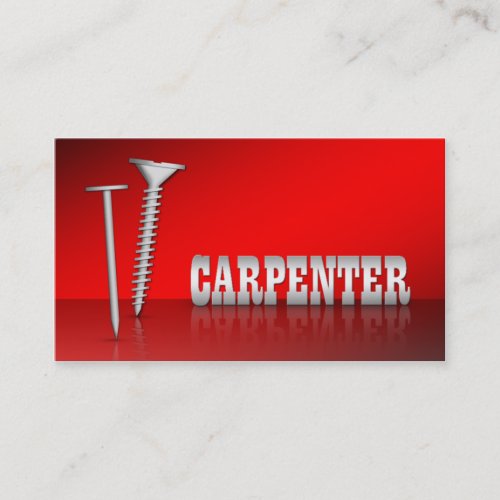 Modern Carpenter Red 2_sided Business Cards