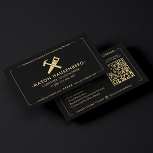 Modern Carpenter Woodworker Deck Builder Black Business Card