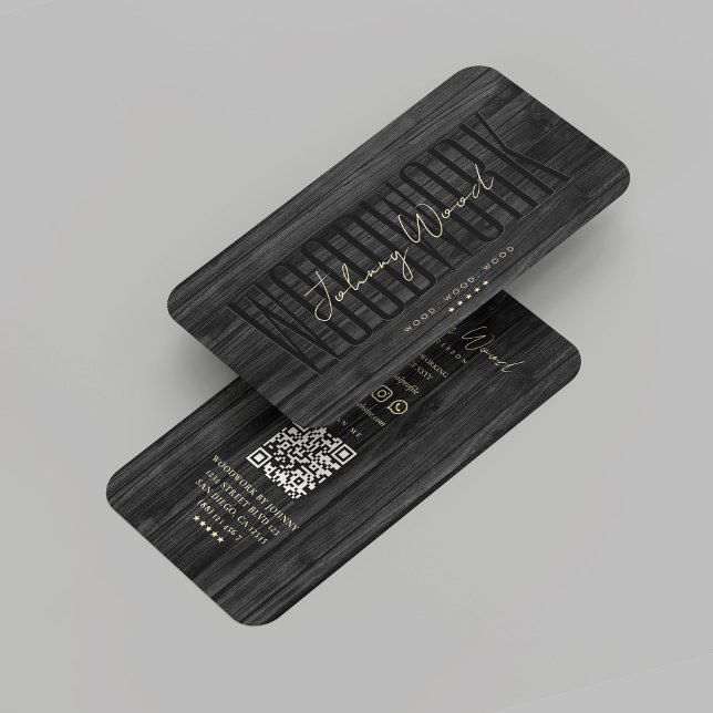 Modern Carpentry Woodwork Black Wood Professional  Business Card (Modern Carpentry Woodwork Black Wood Professional Business Card
)