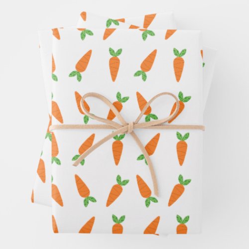 Modern Carrot Doodle Easter Gift Wrap 