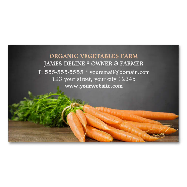 Modern Carrots/ Organic Farm Business Card Magnet | Zazzle